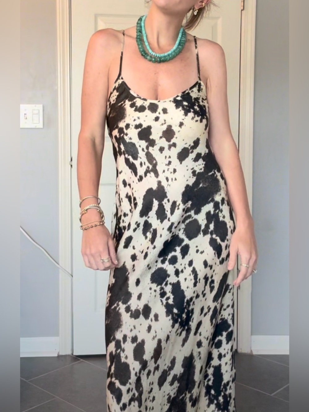 Zara Cowprint Maxi Slip Dress - Picture 13 of 13